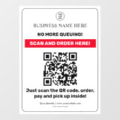 Wit | QR Code Menuscanner Bestel Ophalen Raam Raamsticker (Vel)