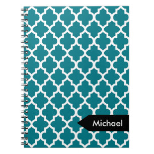 Wit Quatrefoil Naadloos patroon Notitieboek