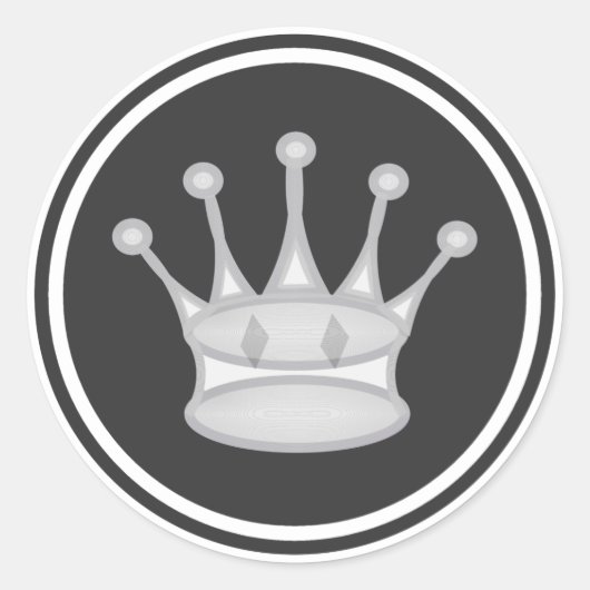 Wit Queen Schaakstuk Ronde Sticker (Voorkant)