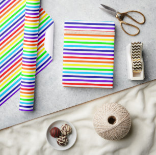 Wit Rainbow Stripes inpakpapier