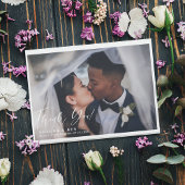 Wit rand kalligrafie overlay trouwfoto 2 bedankkaart