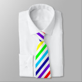 Wit regenboogStropdas (diagonale strepen) Stropdas (Gebonden)