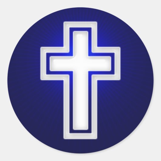 Wit Religieus Kruis | CHRISTELIJK Ronde Sticker (Voorkant)