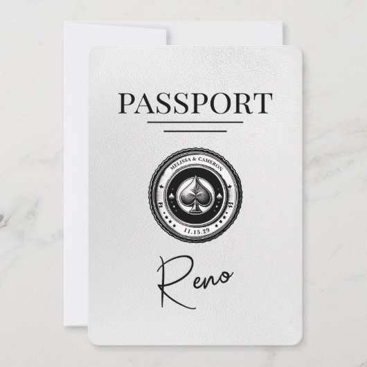 Wit Reno paspoort Bewaar de datum Save The Date (Voorkant)