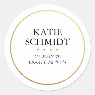 Wit retouradres etiket met faux gouden folie
