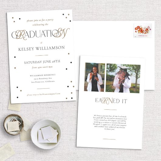 Wit RN Graduatie Graduation Party Invitation Aankondiging