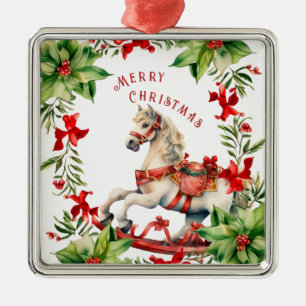Wit  Rocking Horse Christmas Ornament