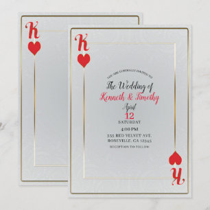 Wit & Rode Heer van Hartenkaart Elegante Trouw Kaart