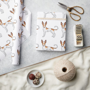 Wit & Rode Ibizan Hound Gladharige Hond Patroon Cadeaupapier