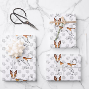 Wit & Rode Ibizan Hound Gladharige Hond Patroon Inpakpapier Vel