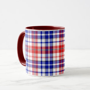 Wit Rood Blauw Geruit Schotse Ruit Ontwerp Mok