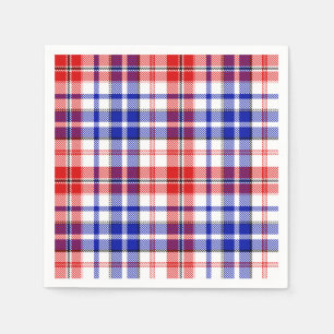 Wit Rood Blauw Geruit Schotse Ruit Ontwerp  Servet