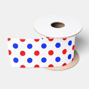 Wit Rood Blauw Stippen Design  Lint