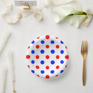 Wit Rood Blauw Stippen Design Papieren Kommen