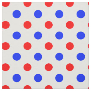 Wit Rood Blauw Stippen Design Stof