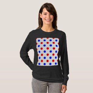 Wit Rood Blauw Stippen Design T-shirt