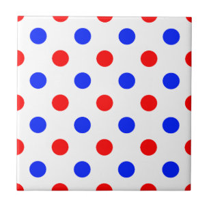 Wit Rood Blauw Stippen Design Tegeltje