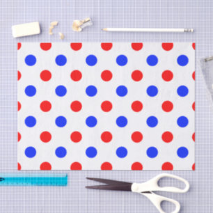 Wit Rood Blauw Stippen Design Tissuepapier
