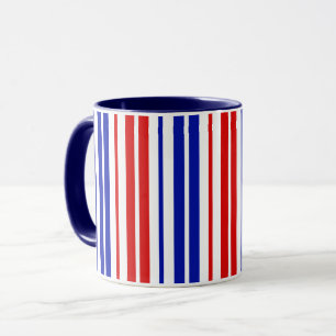 Wit Rood Blauw Strepen Patroon Mok