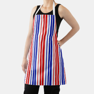 Wit Rood Blauw Strepen Patroon Schort