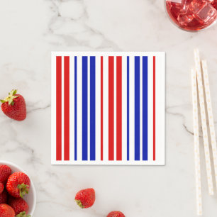 Wit Rood Blauw Strepen Patroon Servet