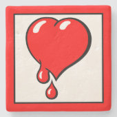 Wit Rood Bloedend Hart Liberale Pop Art Stenen Onderzetter (Voorkant)