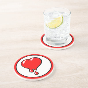  Wit Rood Bloedend Hart Liberale Pop Art Zandsteen Onderzetter