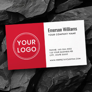 Wit rood custom logo modern minimalistisch visitekaartje