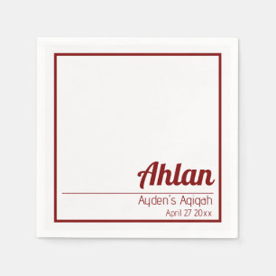 Wit Rood Effen Kleur Vlakte, Aqiqah-Baby shower Servet