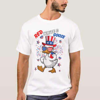 Wit Rood & Ganzen USA Onafhankelijkheidsdag T-shirt