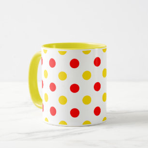 Wit Rood Geel Stippen Design  Mok