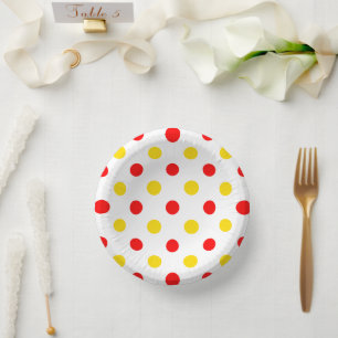 Wit Rood Geel Stippen Design Papieren Kommen