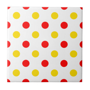 Wit Rood Geel Stippen Design Tegeltje