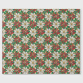 Wit rood groen goud poinsettia cadeaupapier (Vlak)
