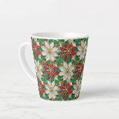 Wit rood groen goud poinsettia latte mok (Linkerhoek)