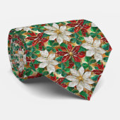 Wit rood groen goud poinsettia stropdas (Opgerold)