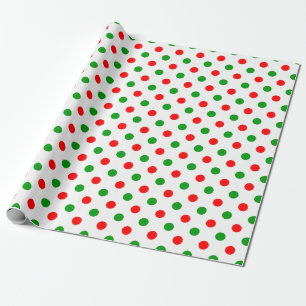 Wit Rood Groen Stippen Design Cadeaupapier