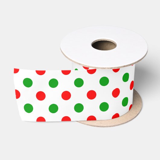 Wit Rood Groen Stippen Design Lint (Spoel)
