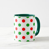 Wit Rood Groen Stippen Design Mok (Voorkant rechts)