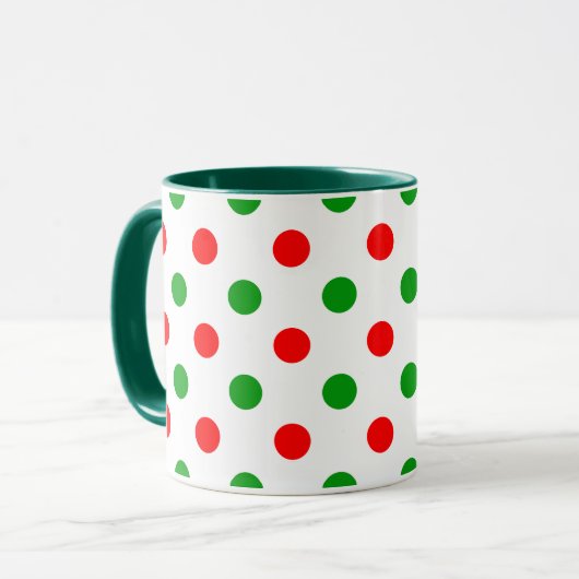 Wit Rood Groen Stippen Design Mok (Voorkant links)