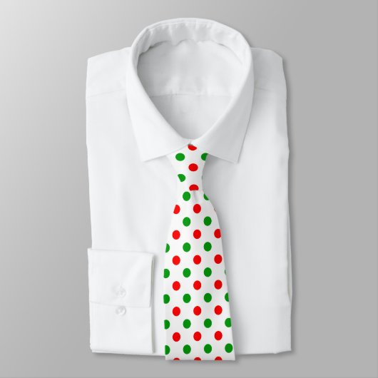 Wit Rood Groen Stippen Design  Stropdas (Gebonden)