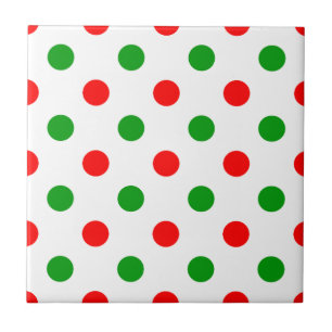 Wit Rood Groen Stippen Design  Tegeltje