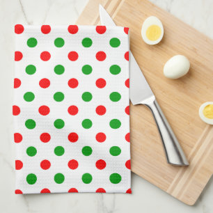 Wit Rood Groen Stippen Design Theedoek