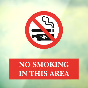 Wit Rood Modern Niet Roken Zone Metaal Raamsticker