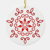 Wit Rood Mooie Sierlijke Traditionele Kerstmis Keramisch Ornament (Voorkant)
