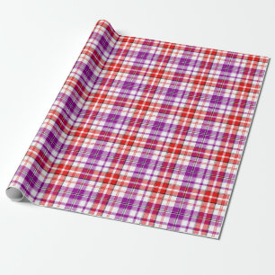 Wit Rood Paars Geruit Tartan Design Cadeaupapier