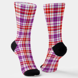 Wit Rood Paars Geruit Tartan Design Sokken