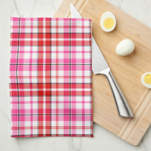 Wit rood roze geruit tartan ontwerp  theedoek