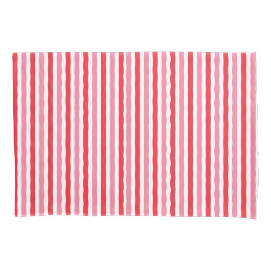 Wit Rood Roze Zomerstrepen Kussensloop (Voorkant)