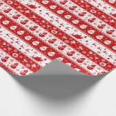 Wit & Rood Santa Gezicht en Sneeuwmanpatroon Cadeaupapier (Hoek)